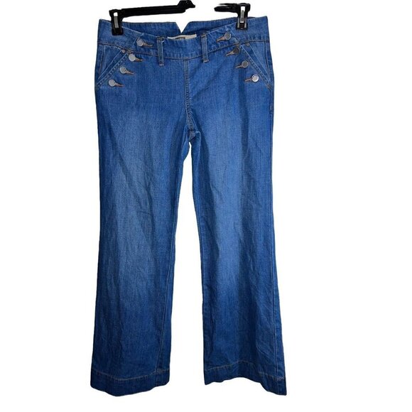 ROUTE 66 denim Womens Medium Washi Side Button Flare Leg Jeans Sz 5/6 - Picture 1 of 11